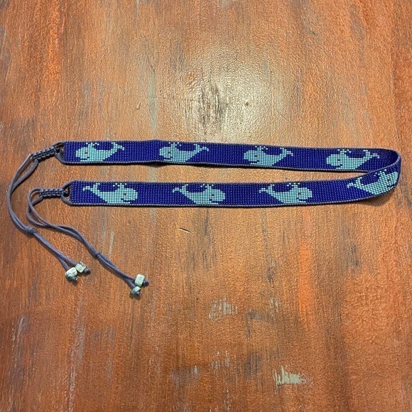 Handmade Accessories - Handmade Woven Seed-beads Whale Blue Belt